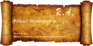 Rákai Alexandra névjegykártya